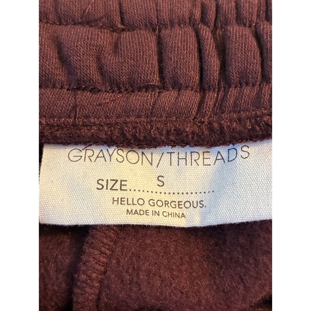 Grayson Threads Womens Size Small Wide Leg Sweatpants Burgundy Fleece Lined NWT - Picture 2 of 8